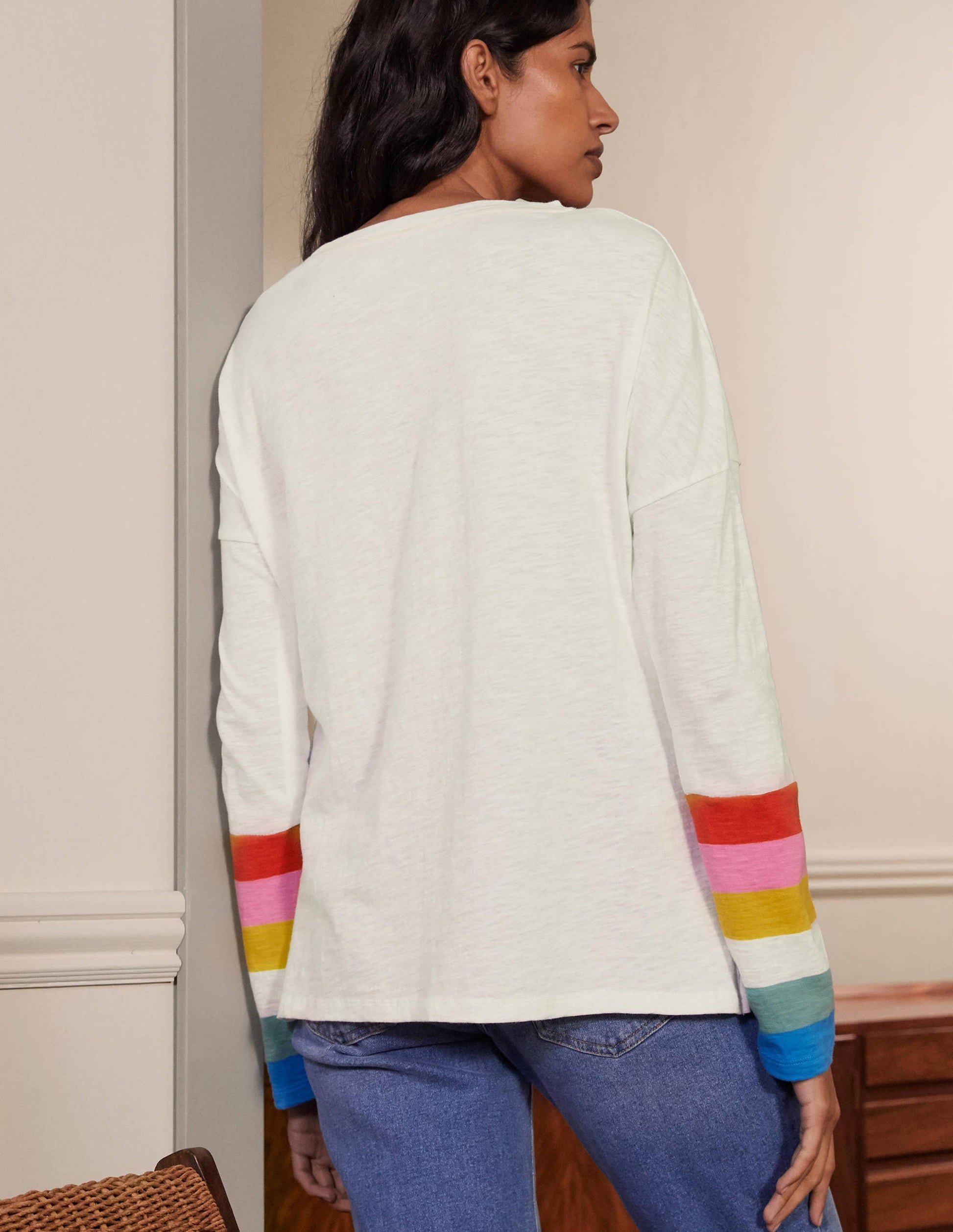 Boxy Jersey Tee-Bright Petal Rainbow Cuff-2