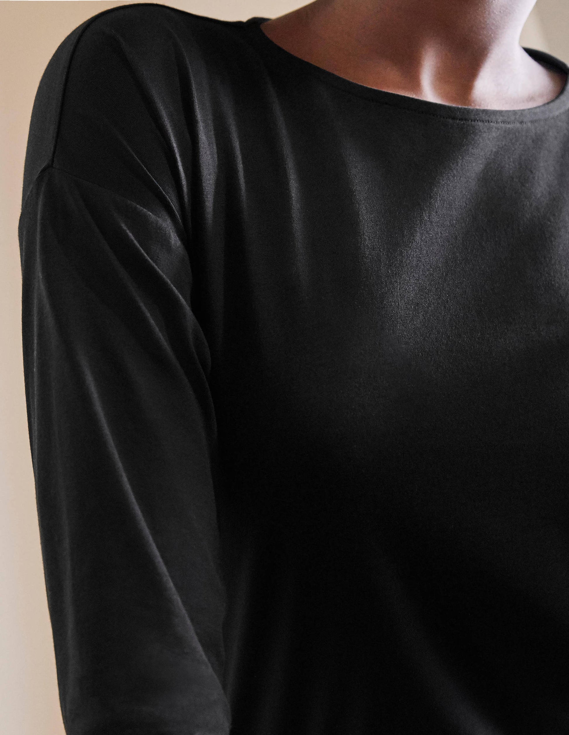 Supersoft Dropped Shoulder Top-Black-1
