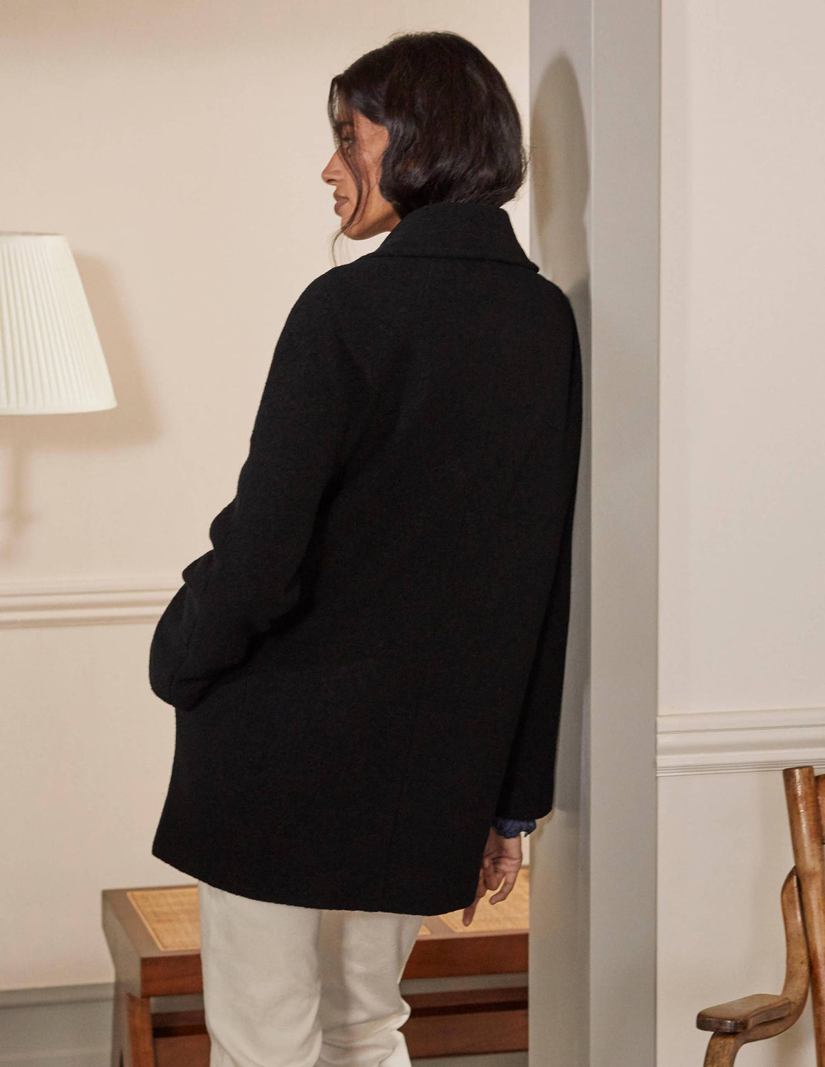 Textured Wool Car Coat-Black - Image 2