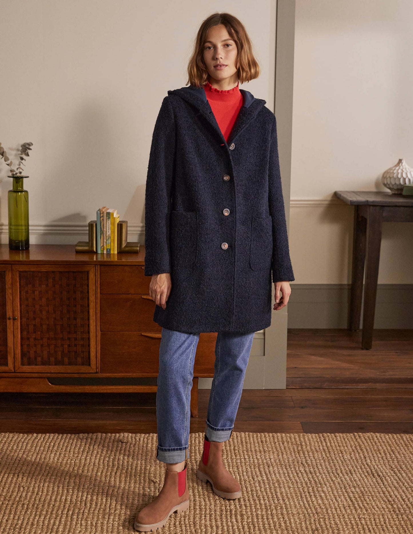 Cambridge Textured Coat-Navy