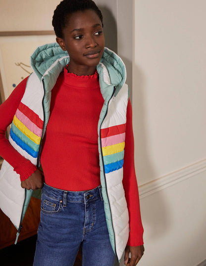 Reversible Lightweight Gilet-Ivory Stripe-1