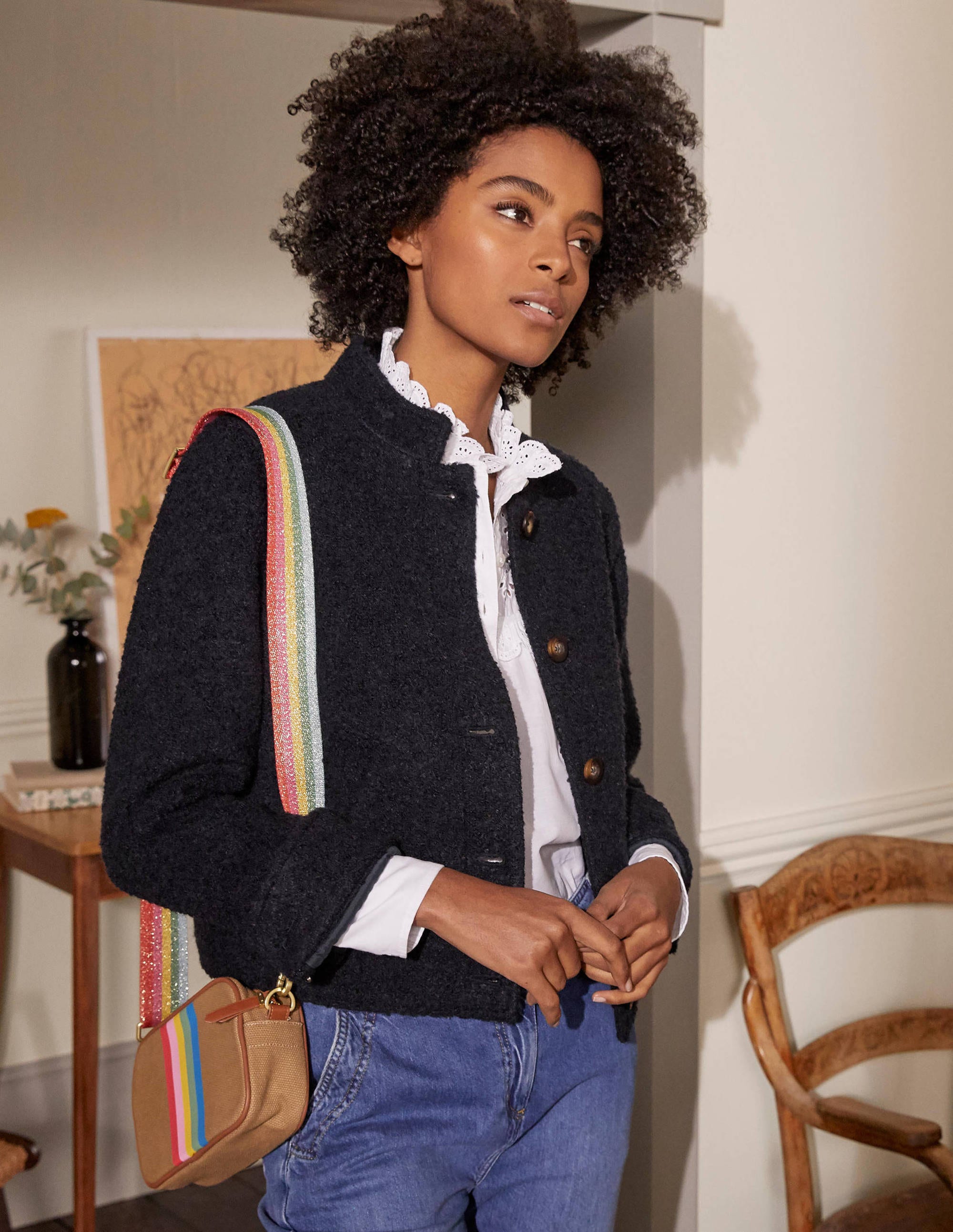 Textured Wool Jacket-Navy - Image 5