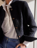 Textured Wool Jacket-Navy
