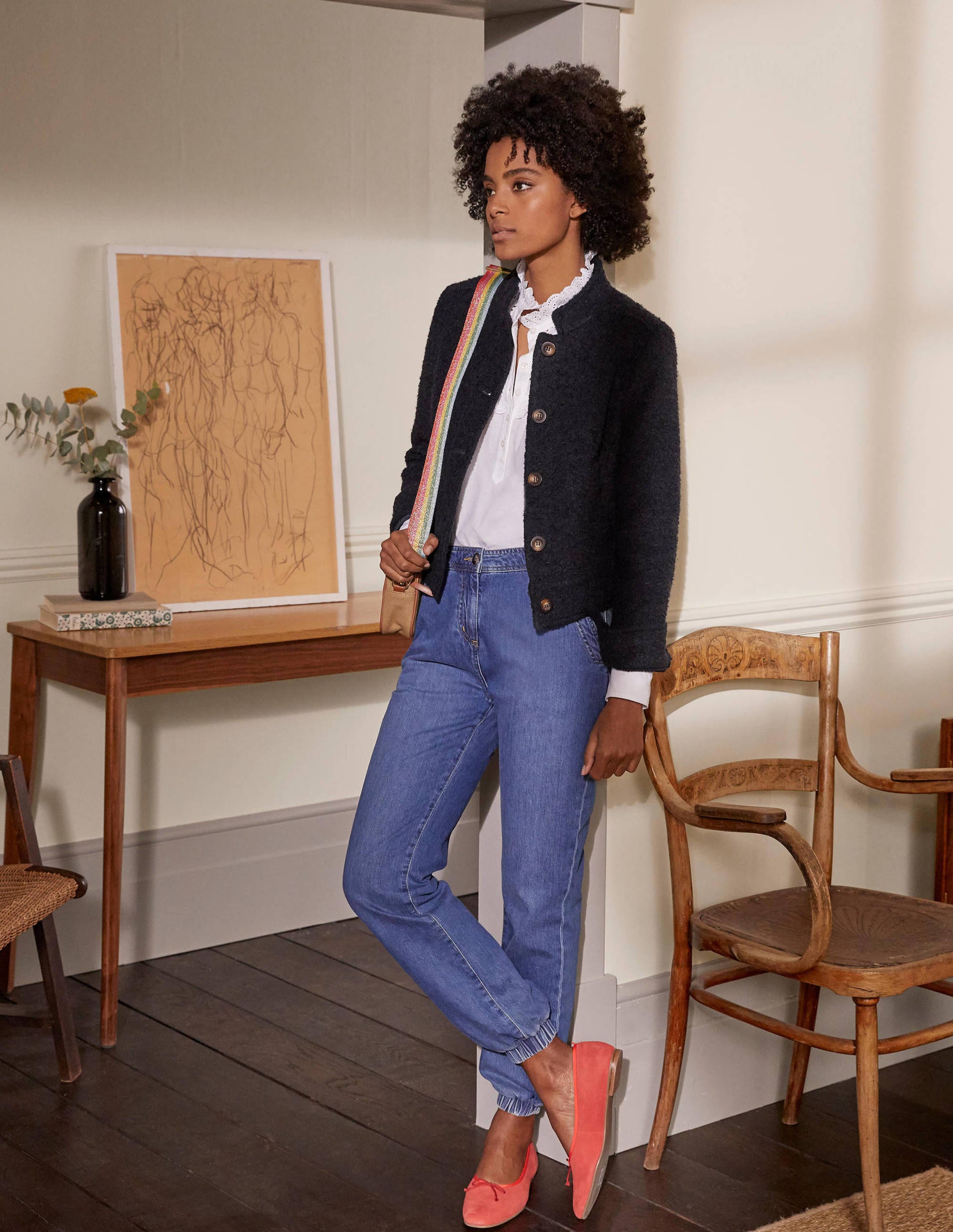 Textured Wool Jacket-Navy - Image 3