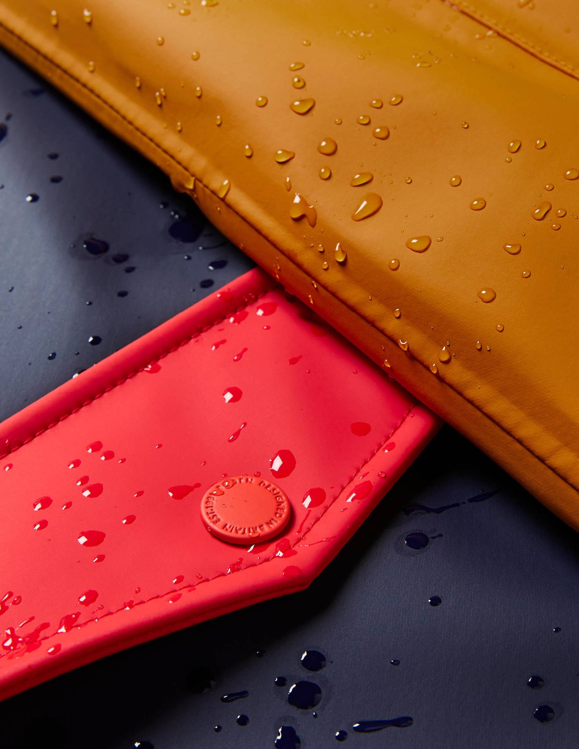 Morris Waterproof Mac-Navy and Ochre Colourblock-7