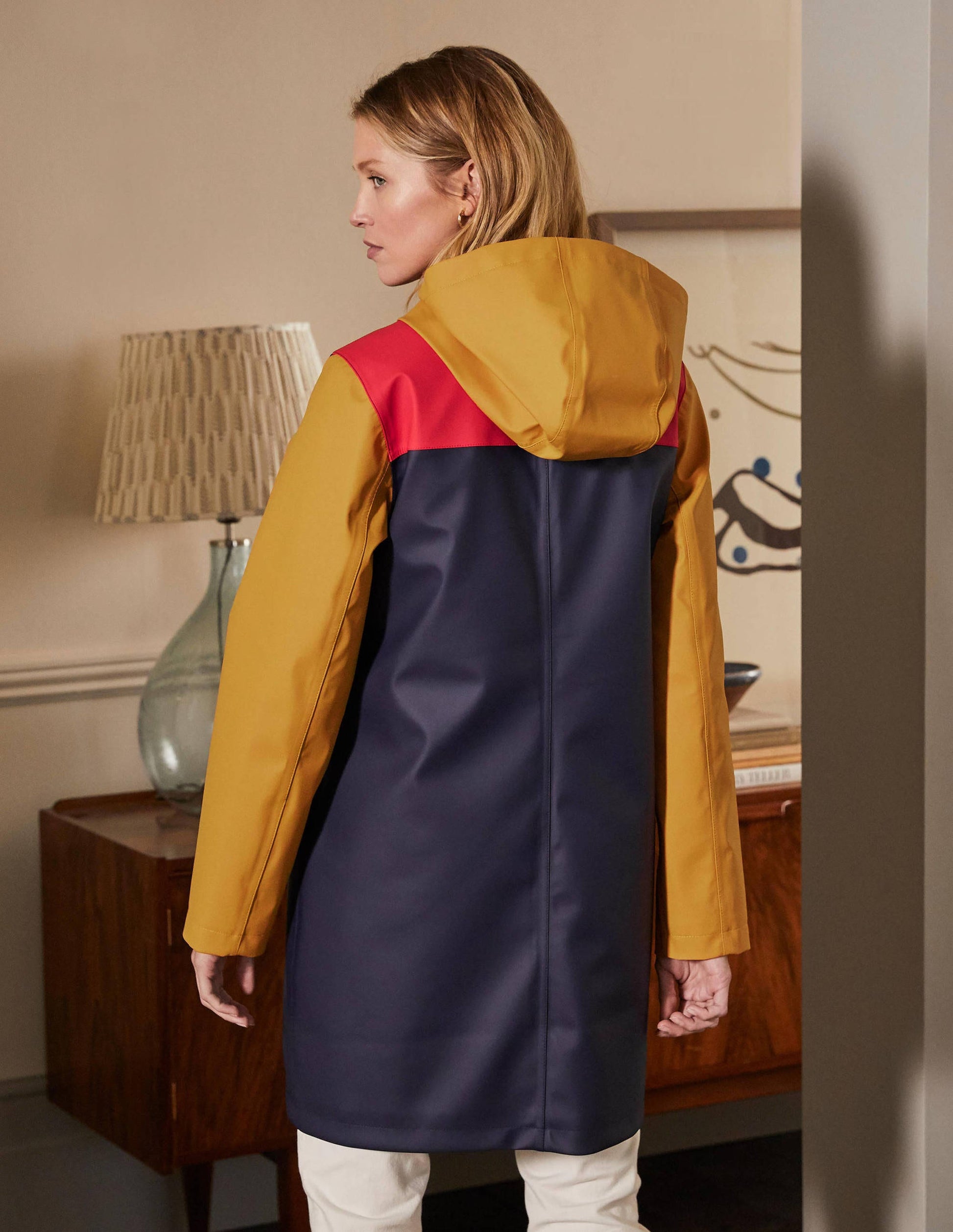 Morris Waterproof Mac-Navy and Ochre Colourblock-3