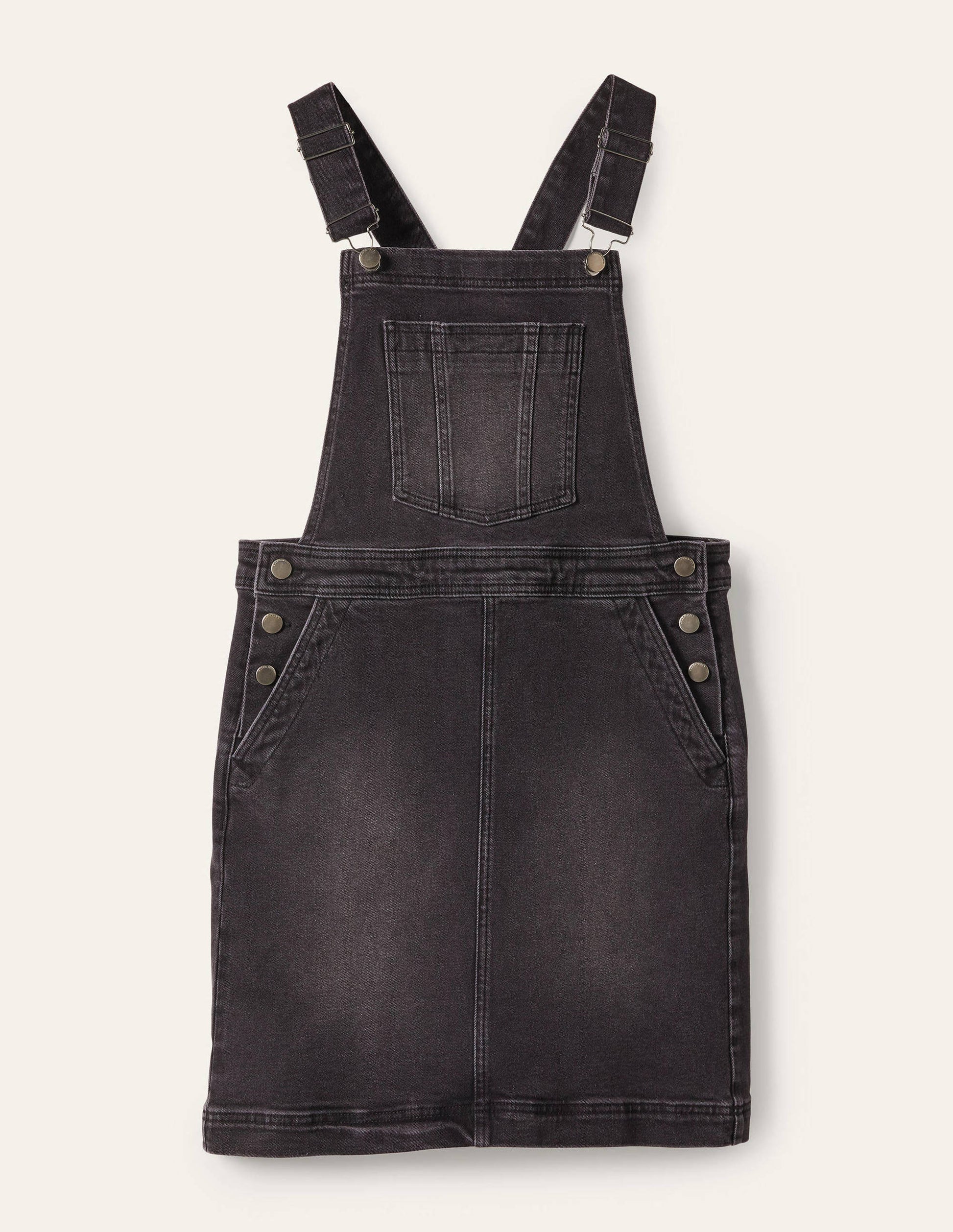 Easy Dungaree Dress-Washed Black-5