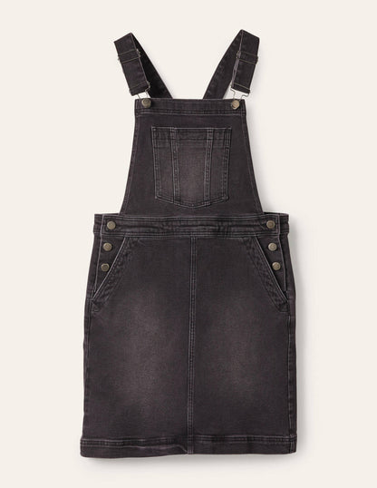 Easy Dungaree Dress-Washed Black-5