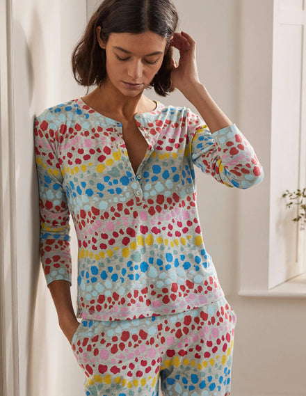 Alba Jersey Pyjama Top-Multi Rainbow Leopard