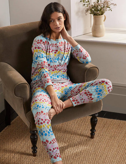 Alba Jersey Pyjama Top-Multi Rainbow Leopard
