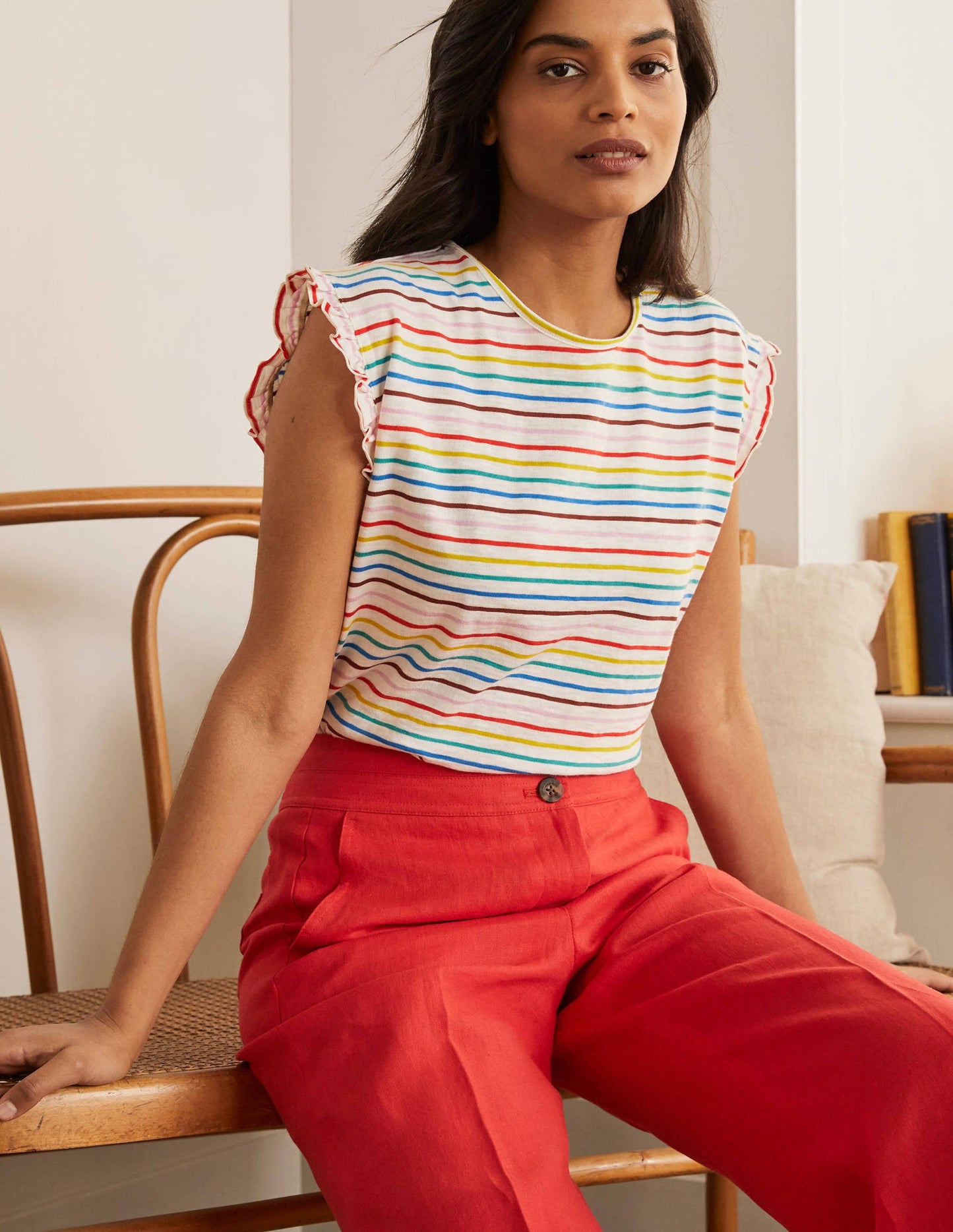 Faye Jersey Top-Summer Rainbow Multi Breton