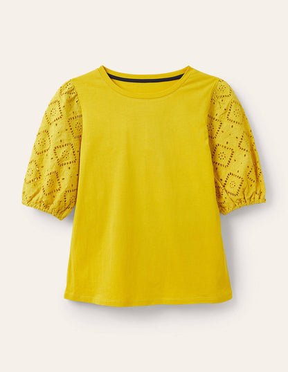 Abigail Puff Sleeve Jersey Top-Daffodil-6