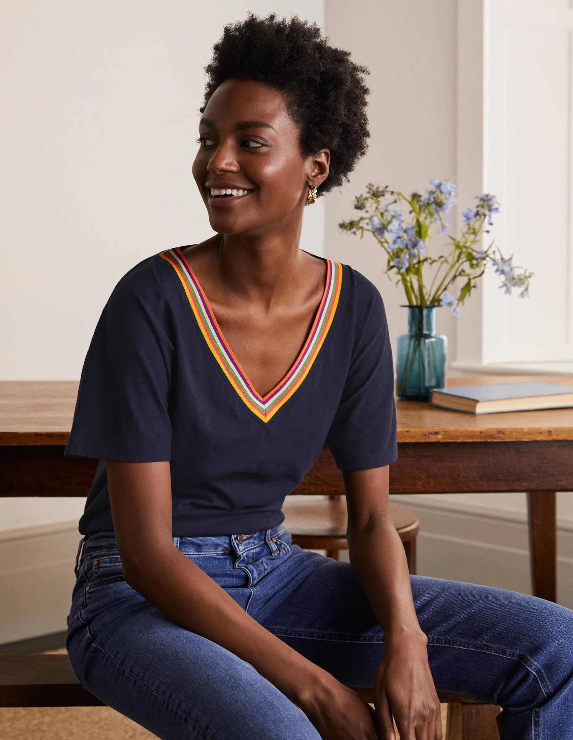 Beatrice Jersey Top-Navy-1