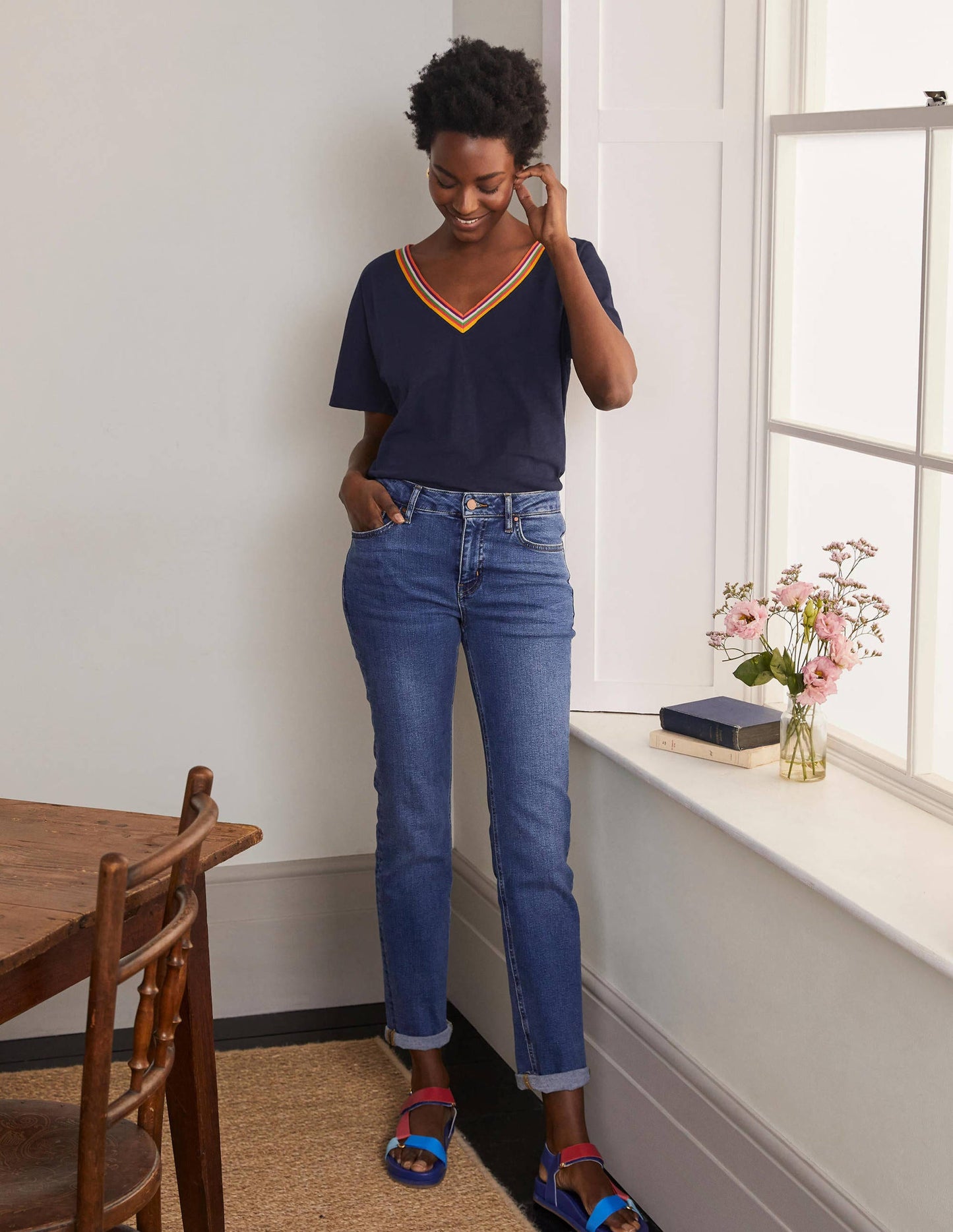 Beatrice Jersey Top-Navy