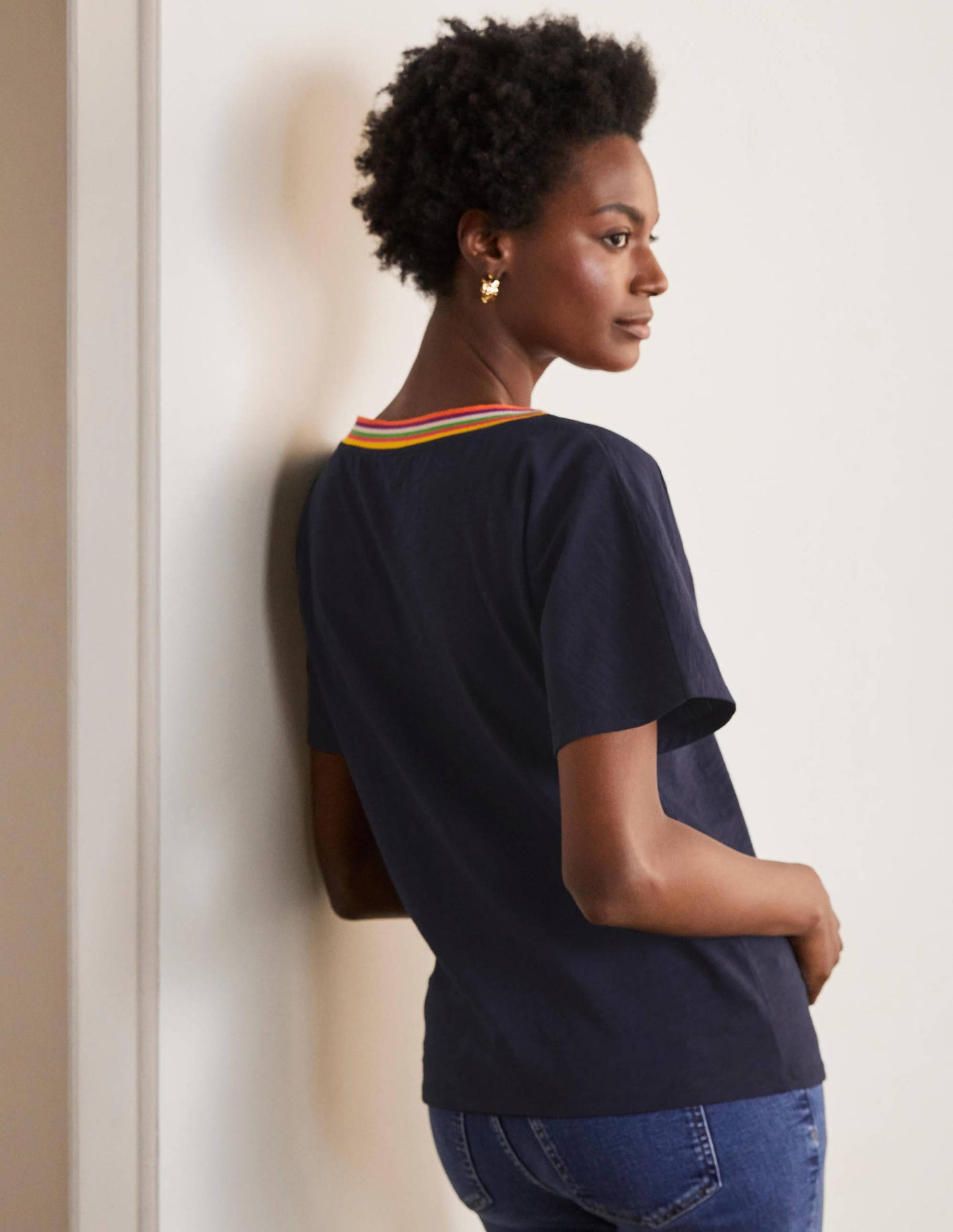 Beatrice Jersey Top-Navy