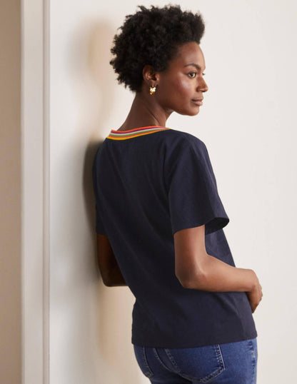 Beatrice Jersey Top-Navy-3