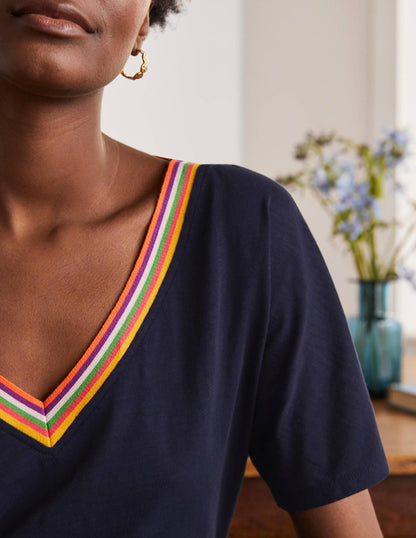 Beatrice Jersey Top-Navy-4