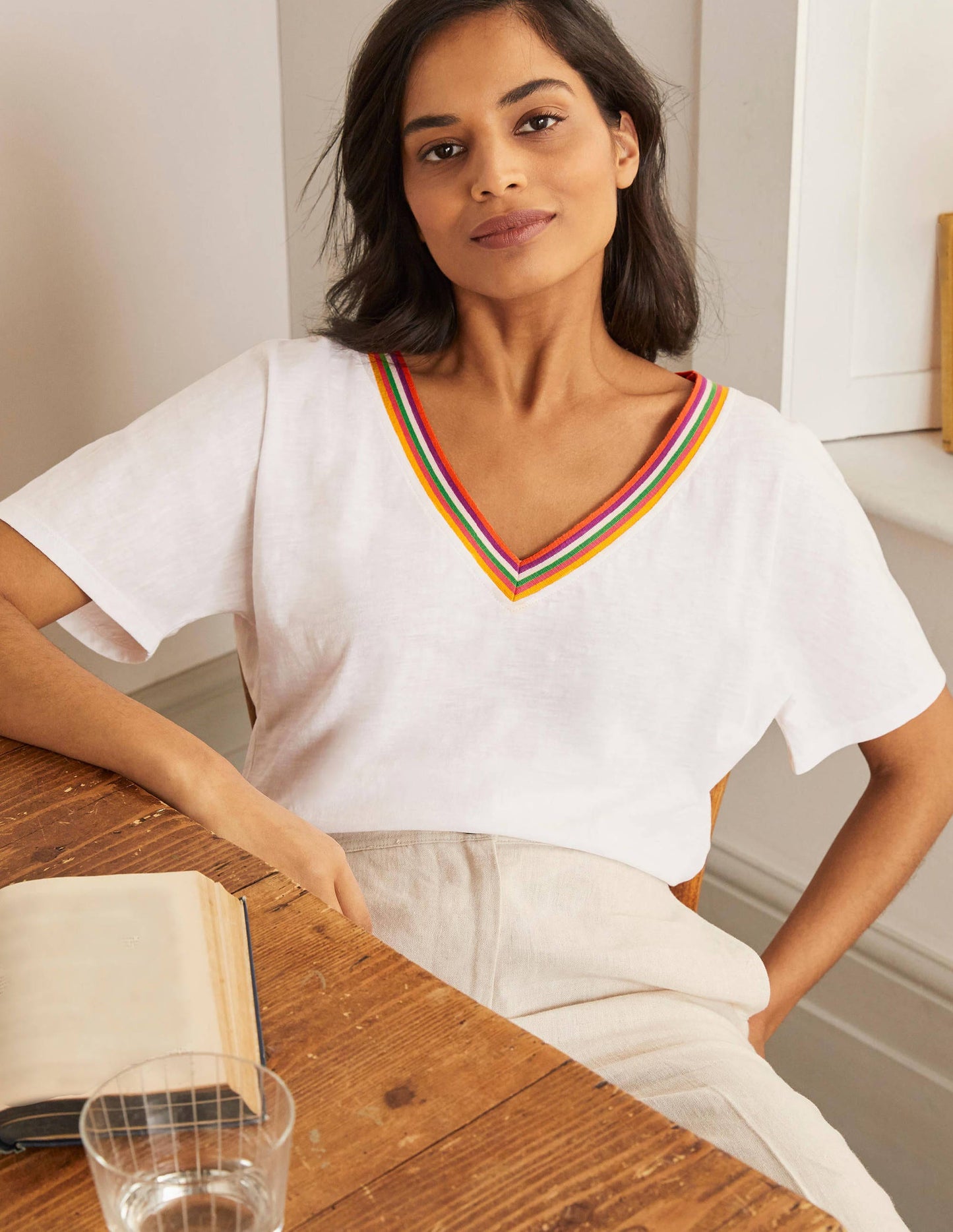 Beatrice Jersey Top-White