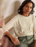 Ottilie Linen Jersey Top-Gold/ Ivory