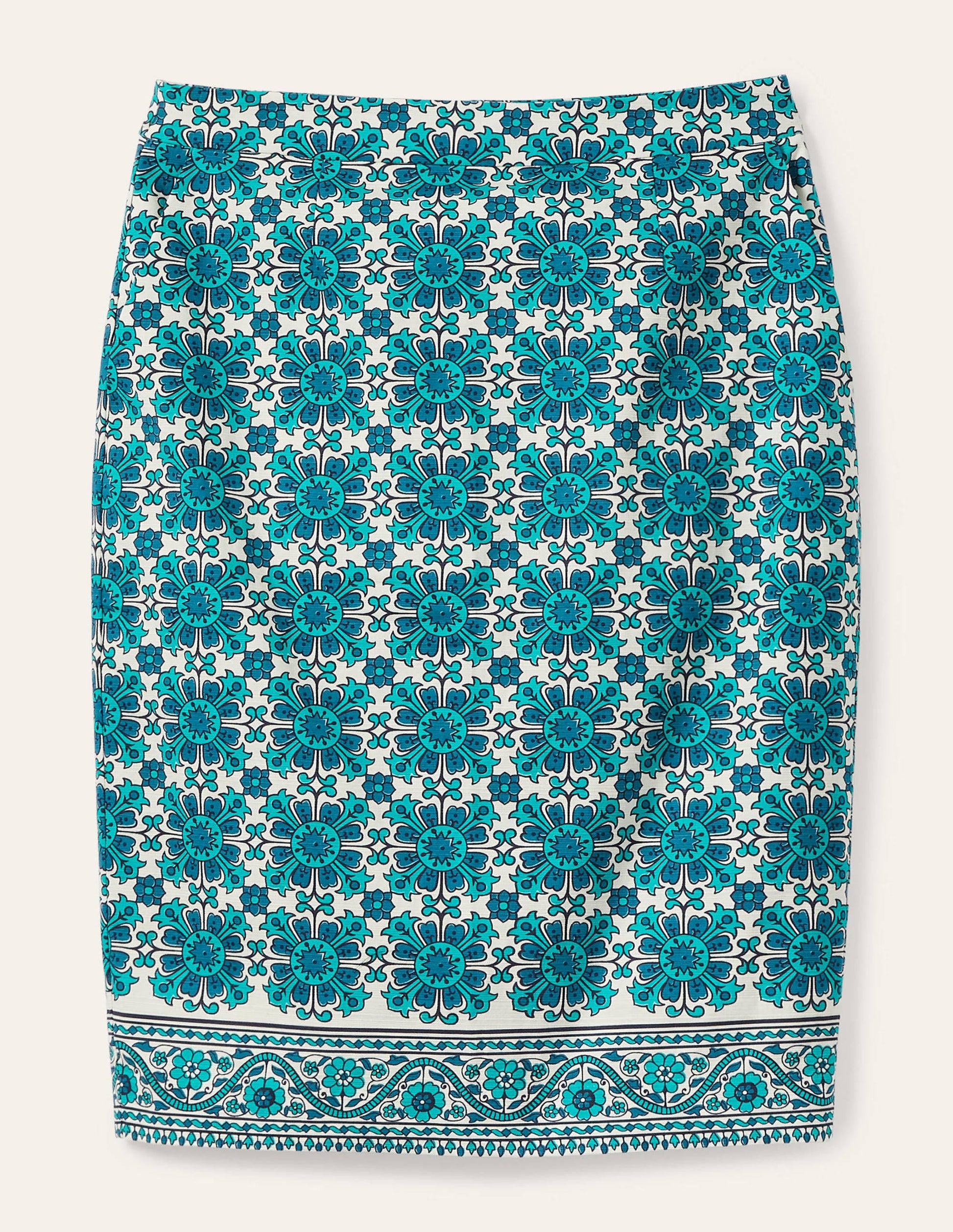 Gabriella Pencil Skirt-Ivory and Indian Ocean-6