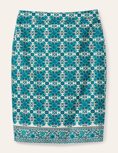 Gabriella Pencil Skirt-Ivory and Indian Ocean-6