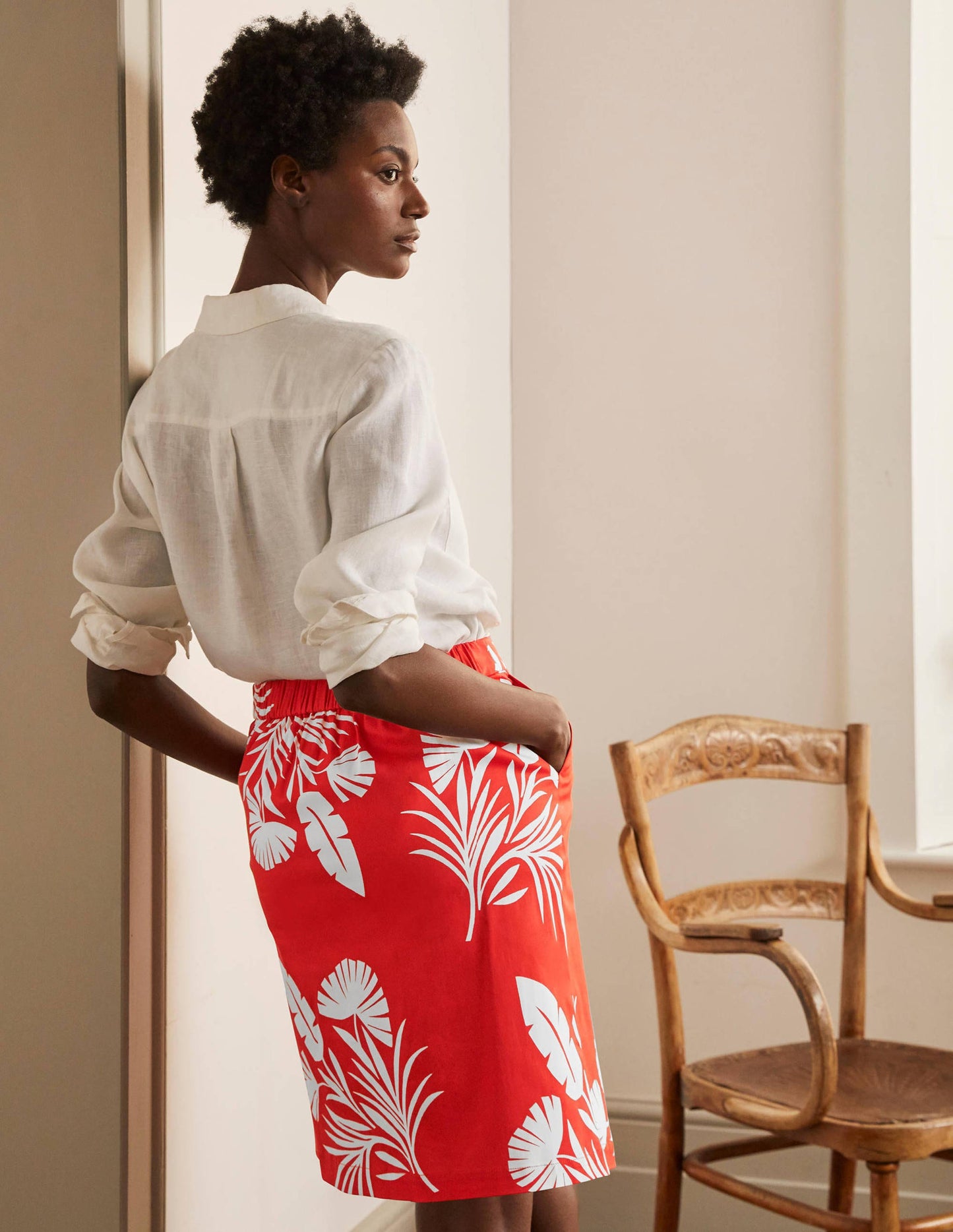 Danby Pull On Mini Skirt-Cherry Red, Jungle Bouquet