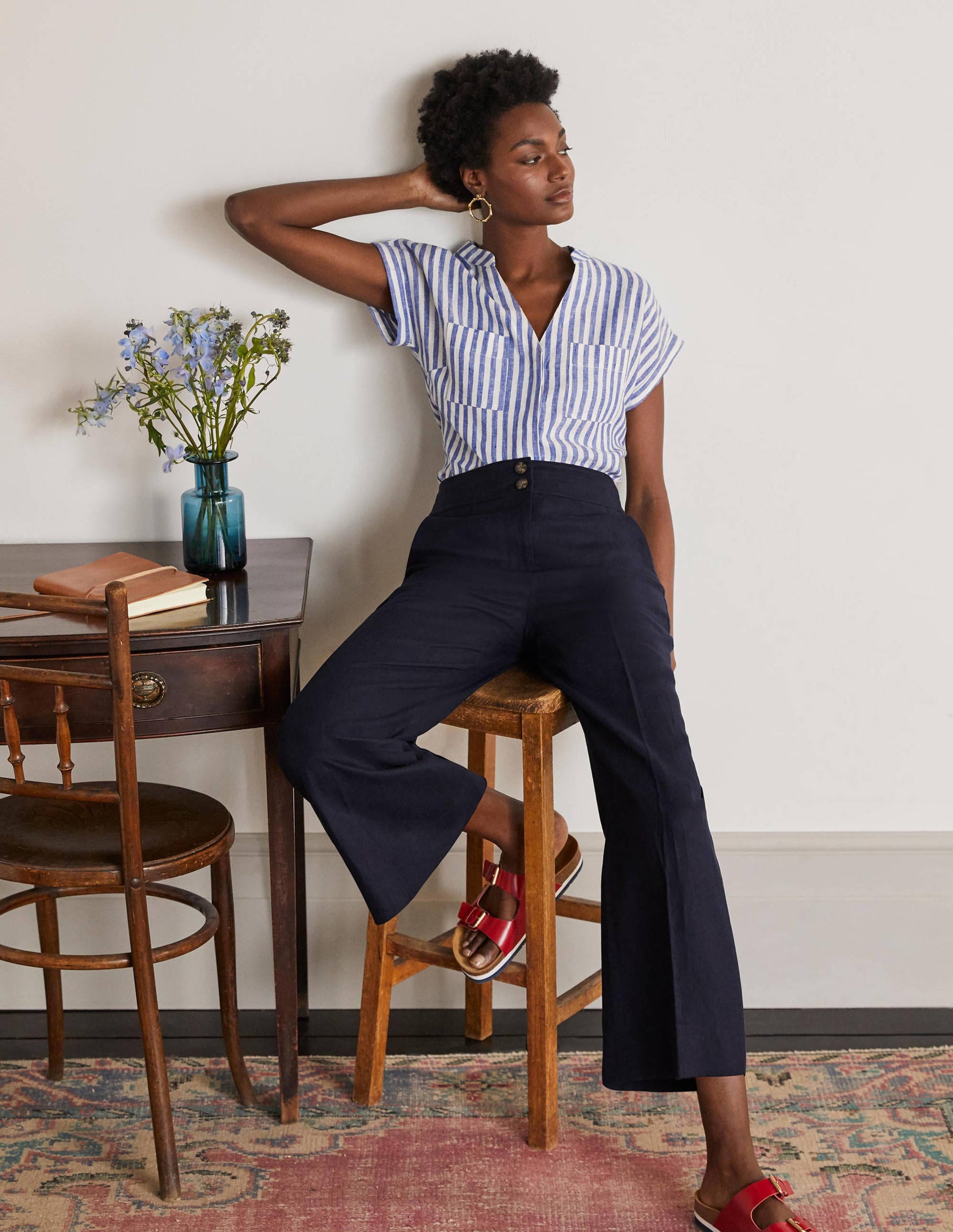 Cornwall Linen Trousers-Navy-4