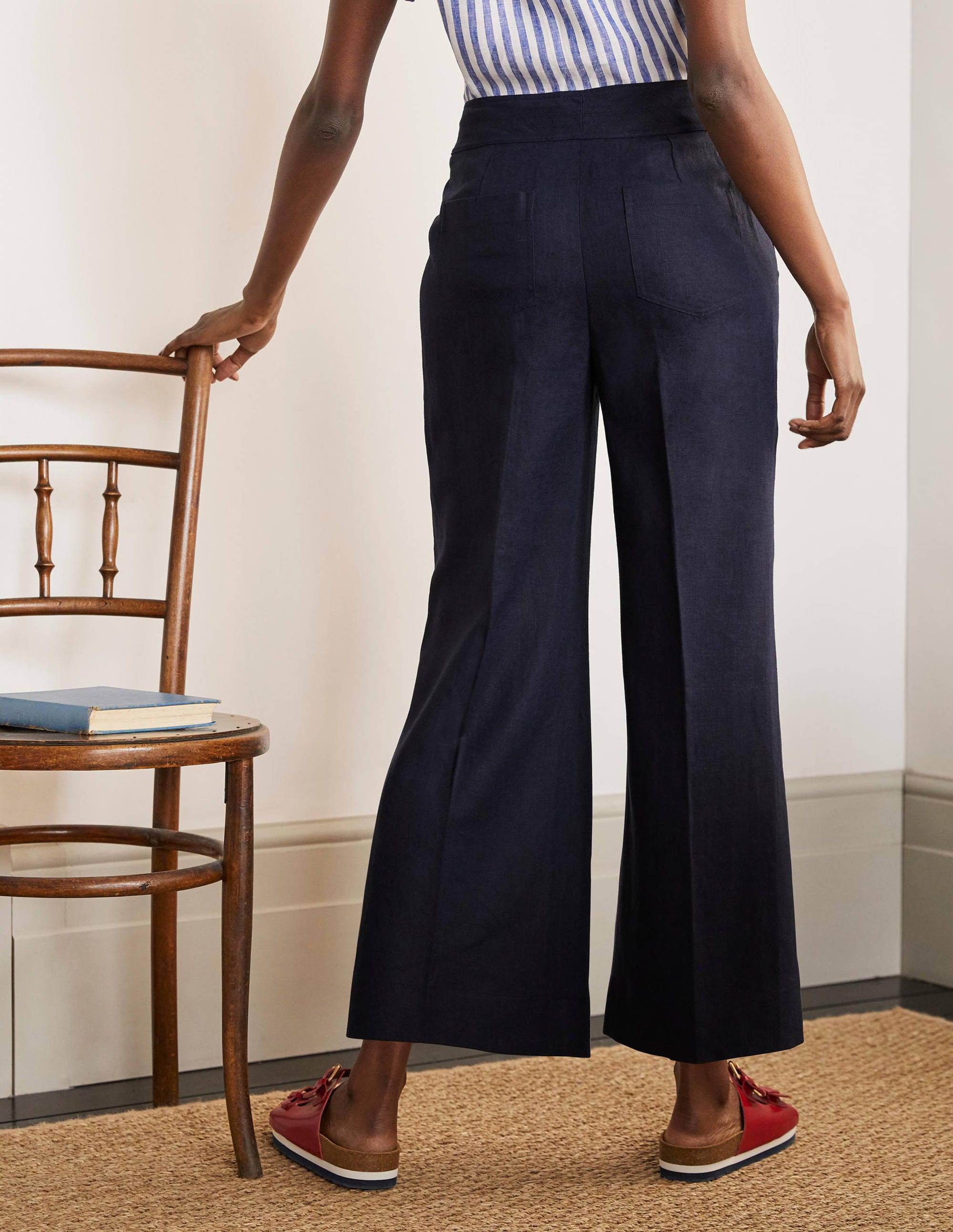 Cornwall Linen Trousers-Navy - Image 2