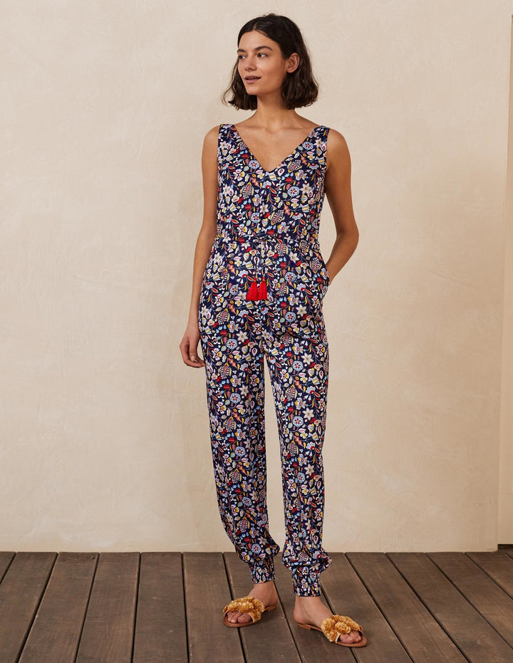 Cecilia Jumpsuit-Navy, Kaleidoscopic Floral