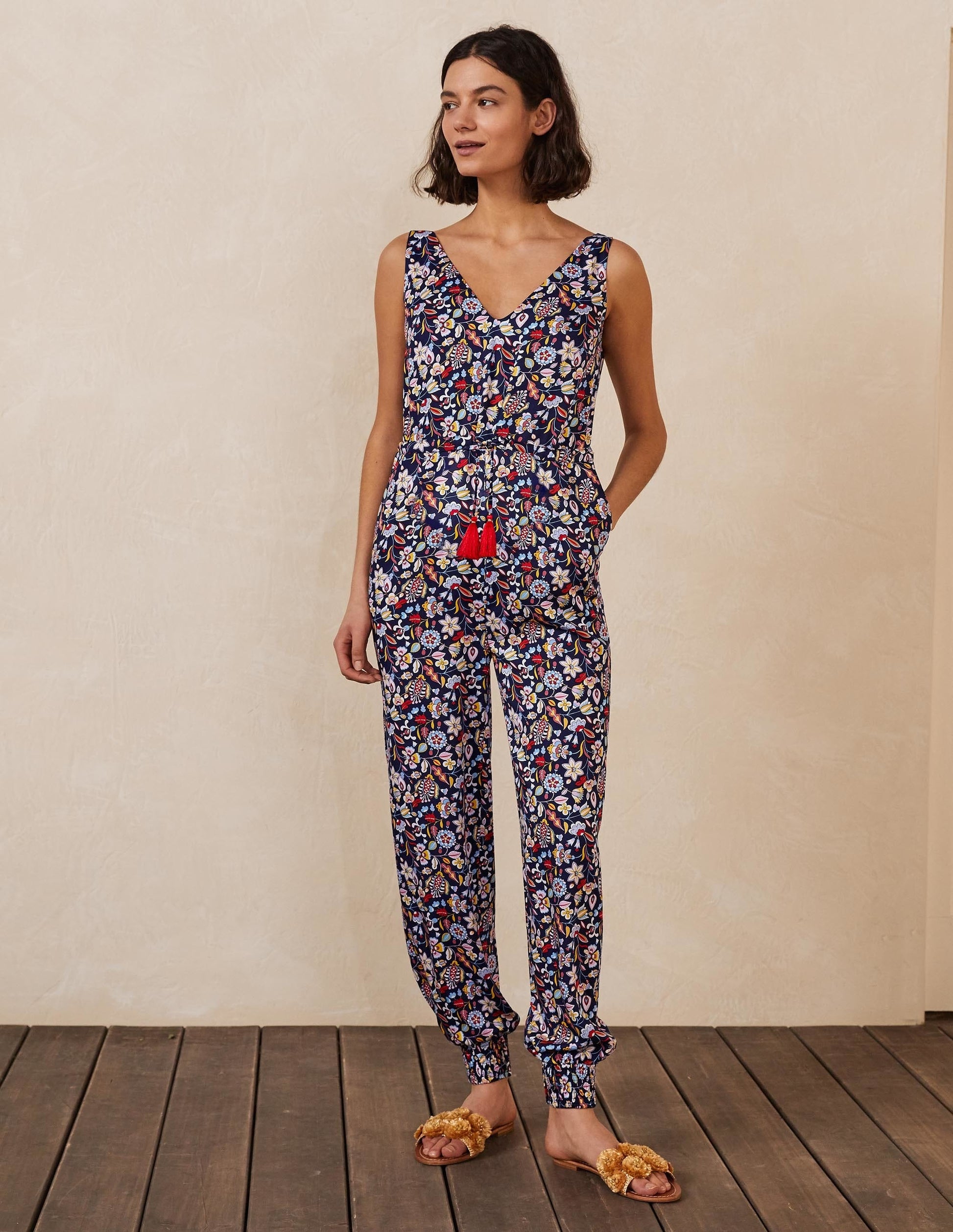 Cecilia Jumpsuit-Navy, Kaleidoscopic Floral-1