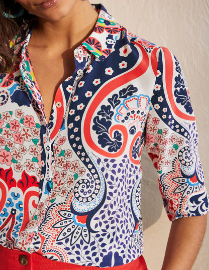 Silk Shirt-Mariner Blue, Kaleidoscope-2