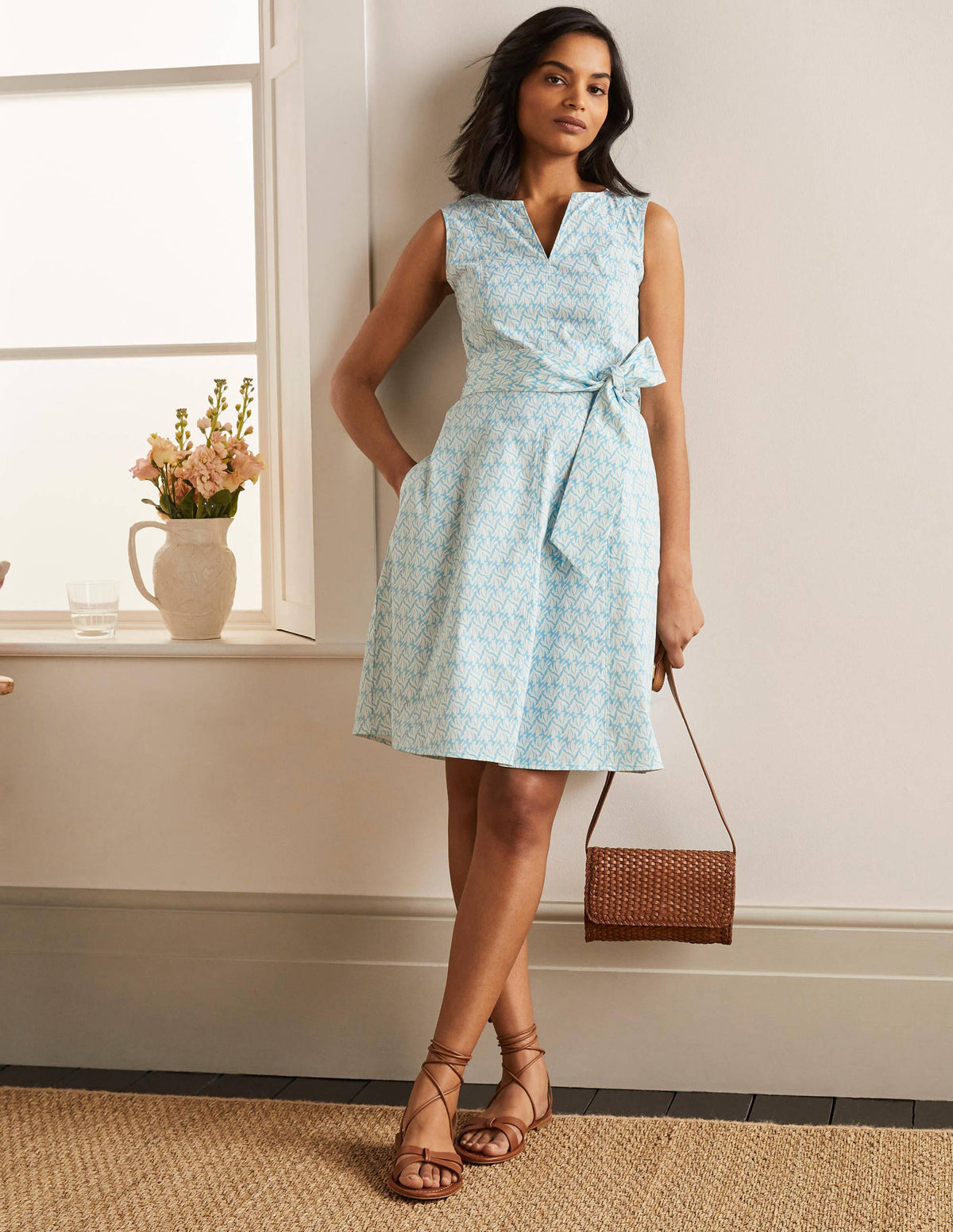 Mischa Belted Dress-Aqua, Swaying Coral-5