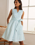 Mischa Belted Dress-Aqua, Swaying Coral