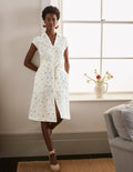 Short Sleeve Shirt Dress-Ivory, polka dot