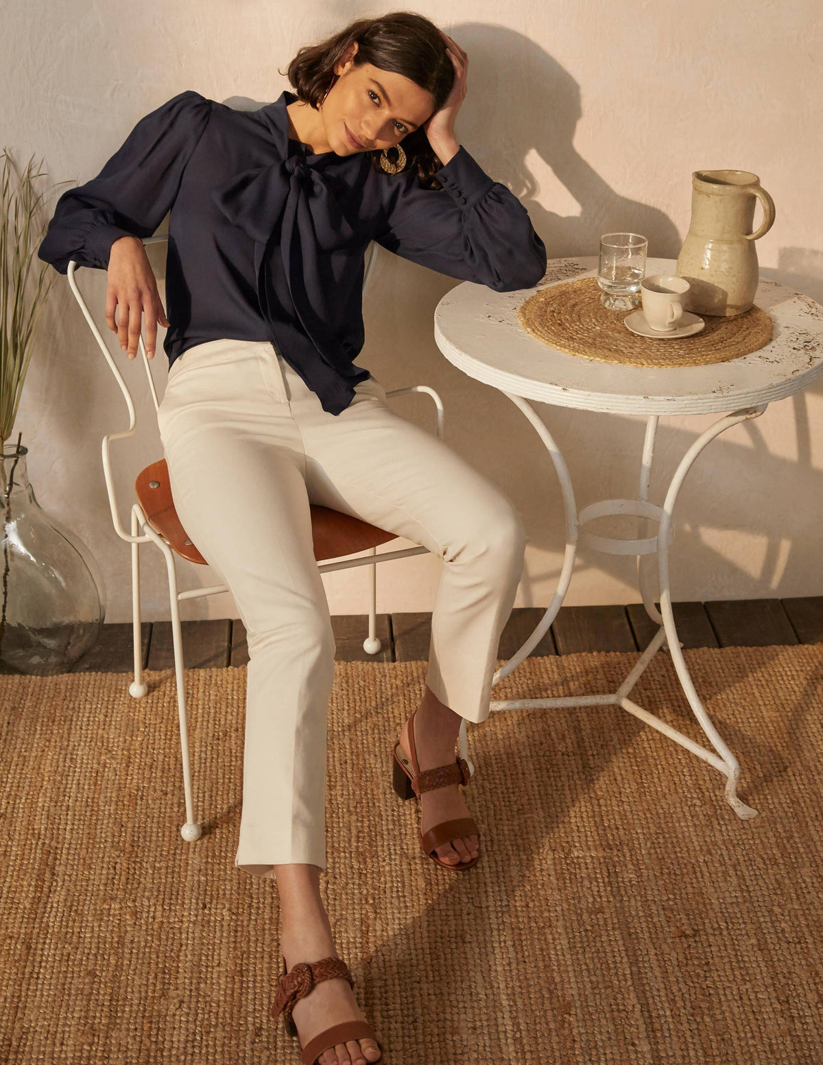 Rosaline Silk Blouse-Navy-1