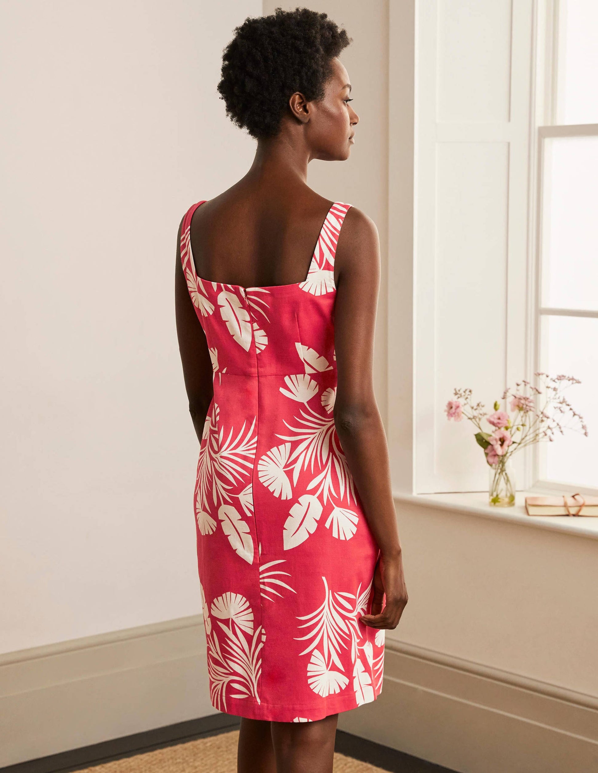 Yolande Shift Dress-Cherry Red, Jungle Bouquet-2