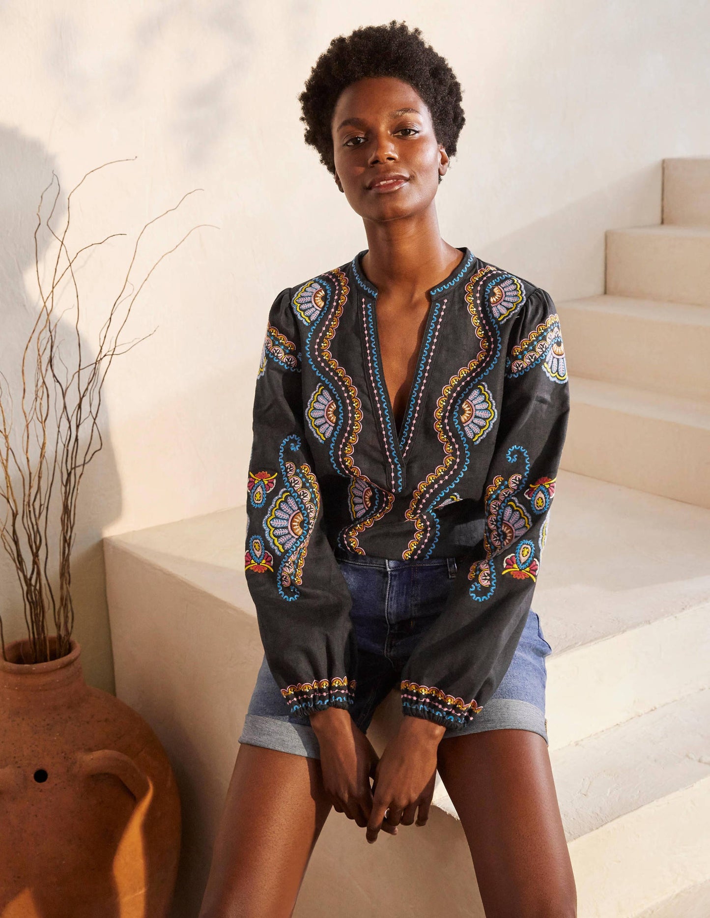 Eden Embroidered Top-Black