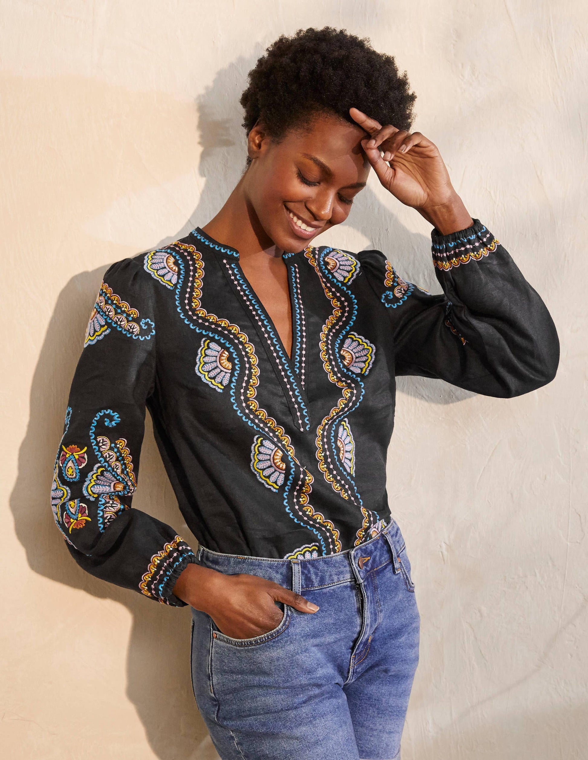 Eden Embroidered Top-Black-1