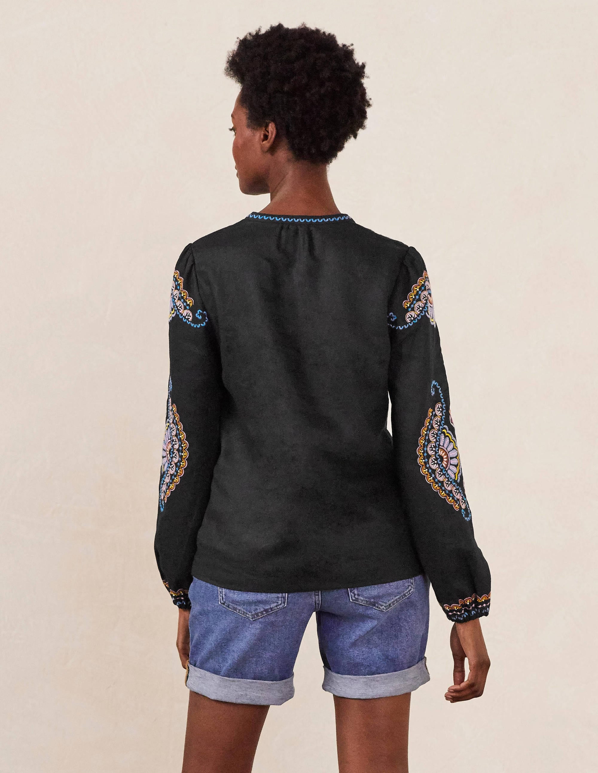 Eden Embroidered Top-Black - Image 2