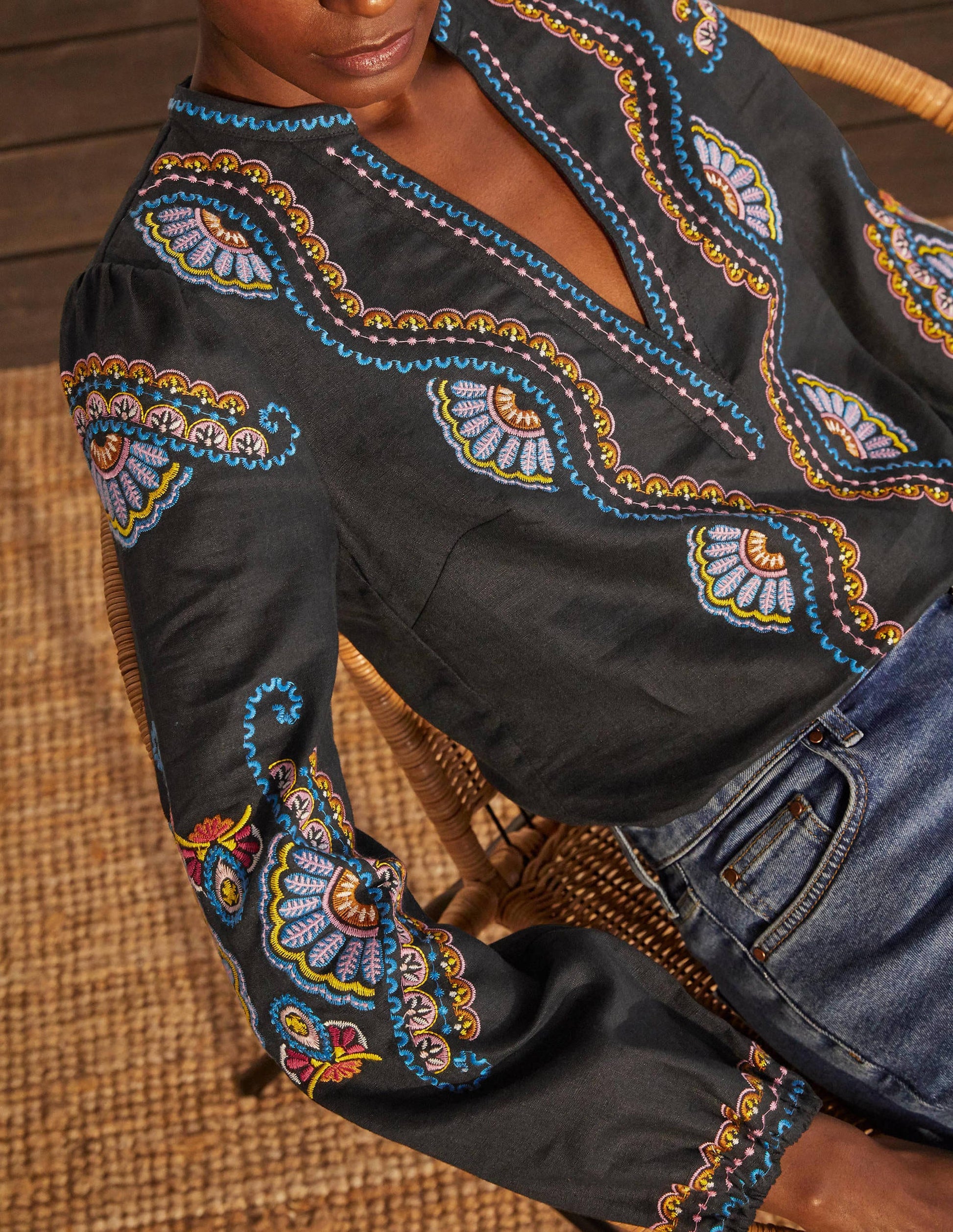 Eden Embroidered Top-Black-3