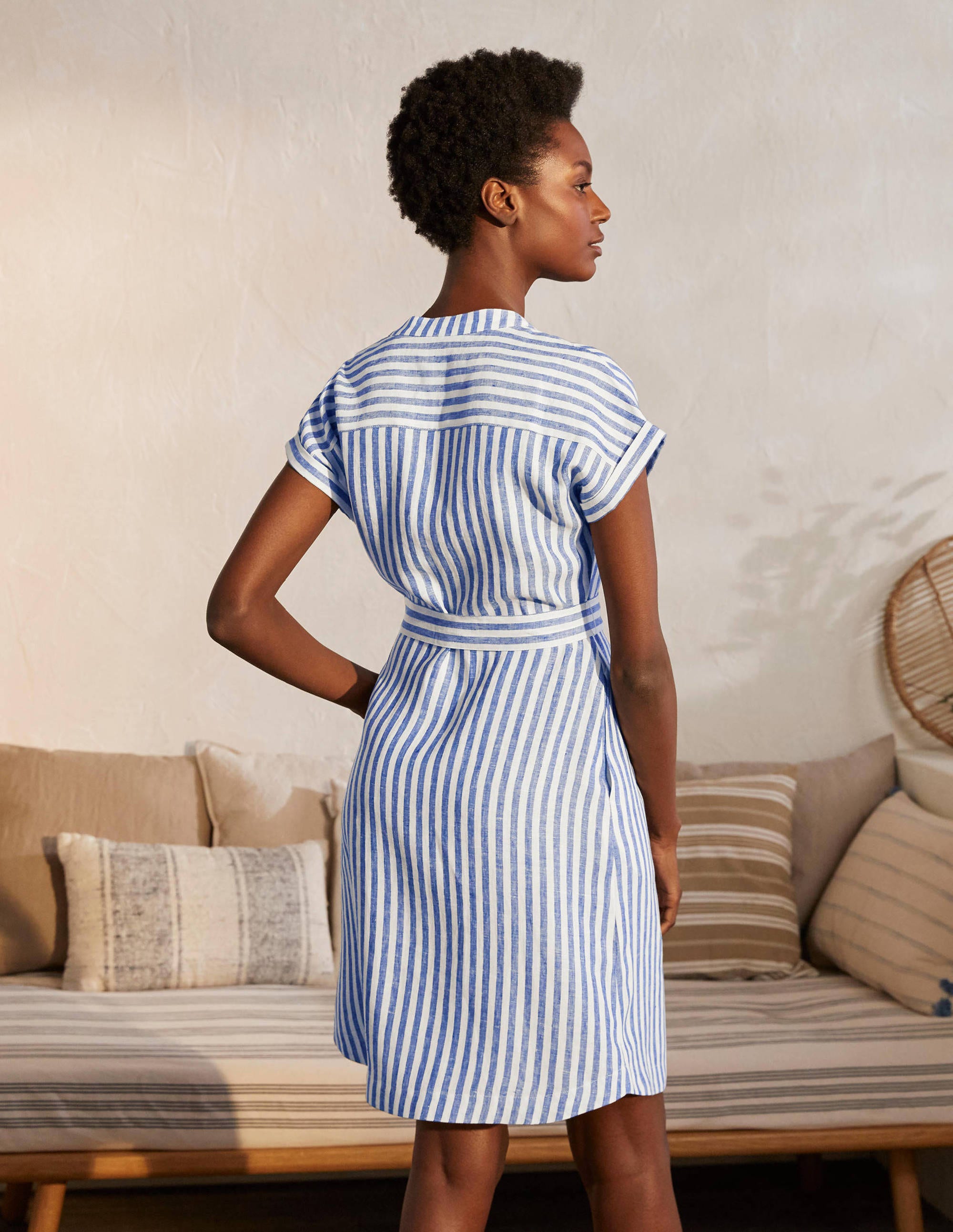 Evie Linen Shirt Dress-Summit Stripe - Image 2