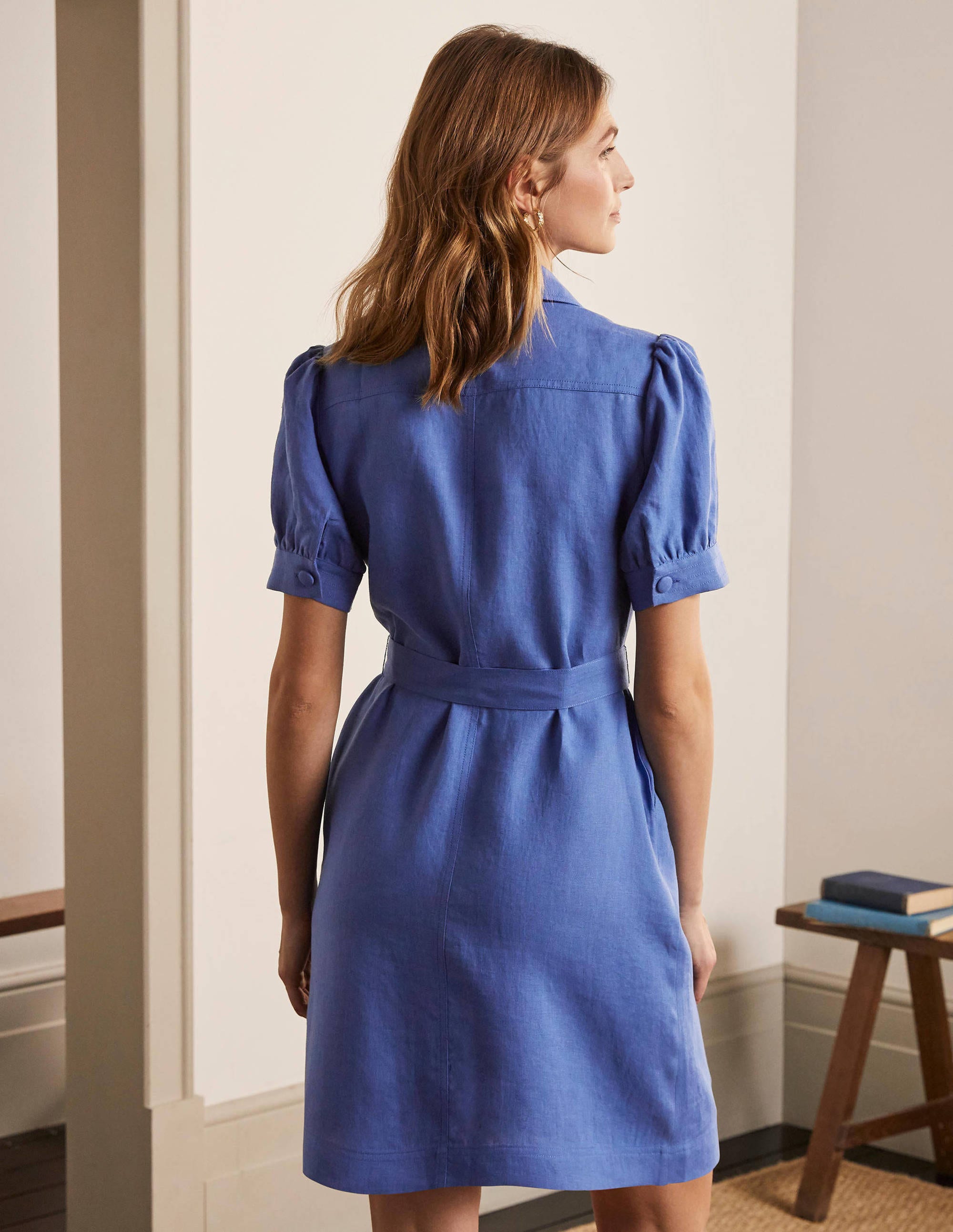 Carrie Linen Shirt Dress-Delave - Image 3