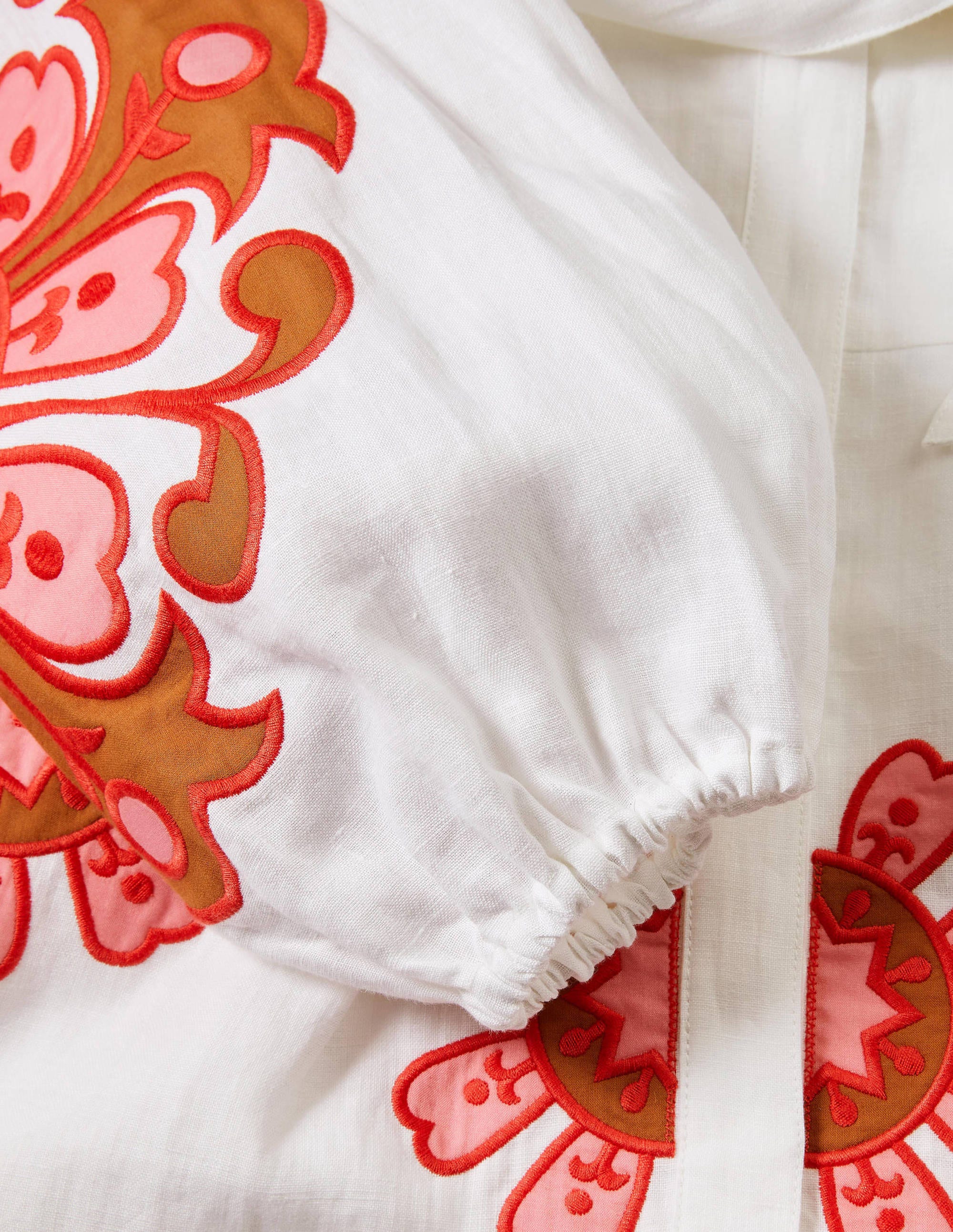 Amber Embroidered Linen Dress-White - Image 5