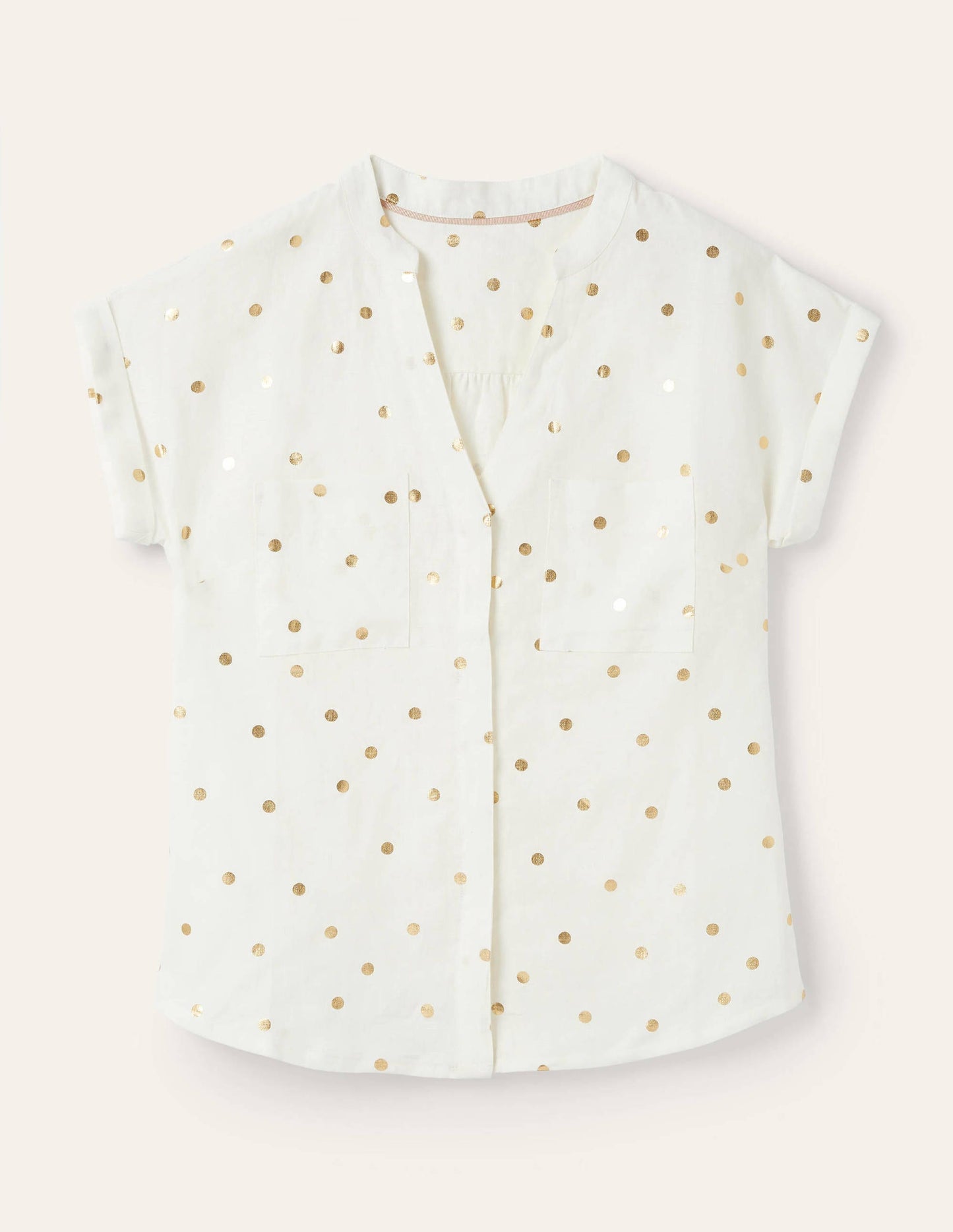 Evie Linen Shirt-Ivory, Polka Dot