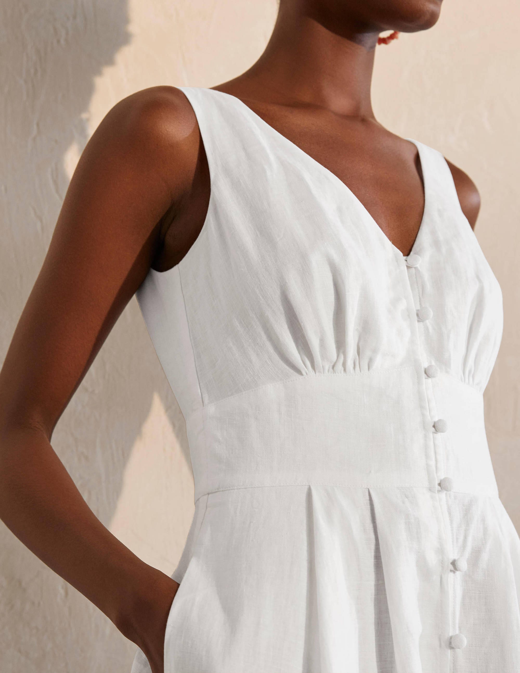 Jemima Linen Midi Dress-White - Image 3