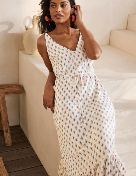 Alicia Maxi Dress-Ivory, Paisley Stamp