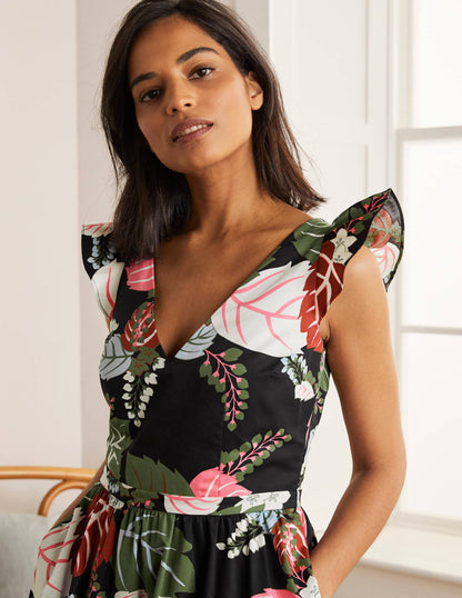 Andrea Frill Sleeve Maxi Dress-Black, Holiday Tropic-3