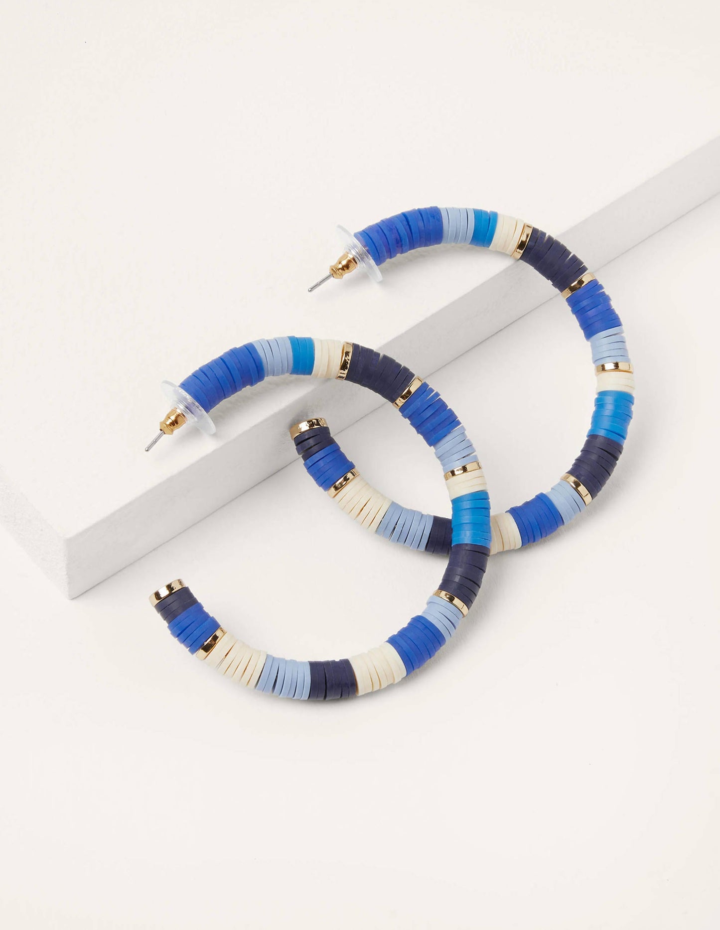 Beaded Hoop Earrings-Moroccan Blue
