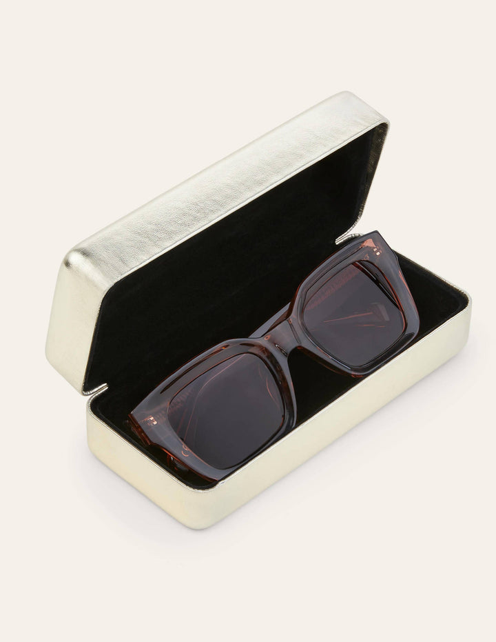Chunky Frame Sunglasses-Crystal Brown