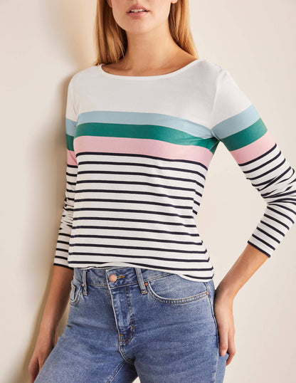Long Sleeve Breton Top-Ice Blue/ Soft Peony-4